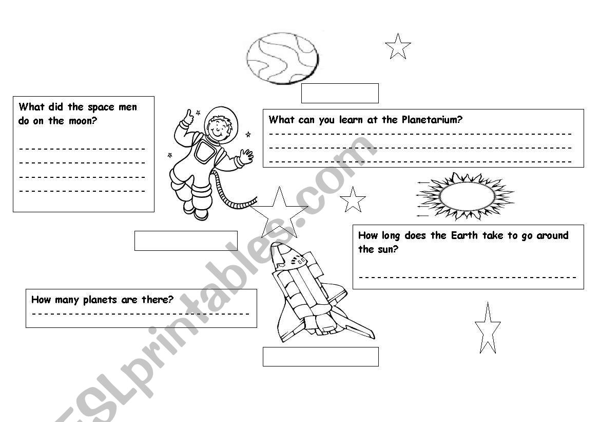 English Worksheets Planetarium