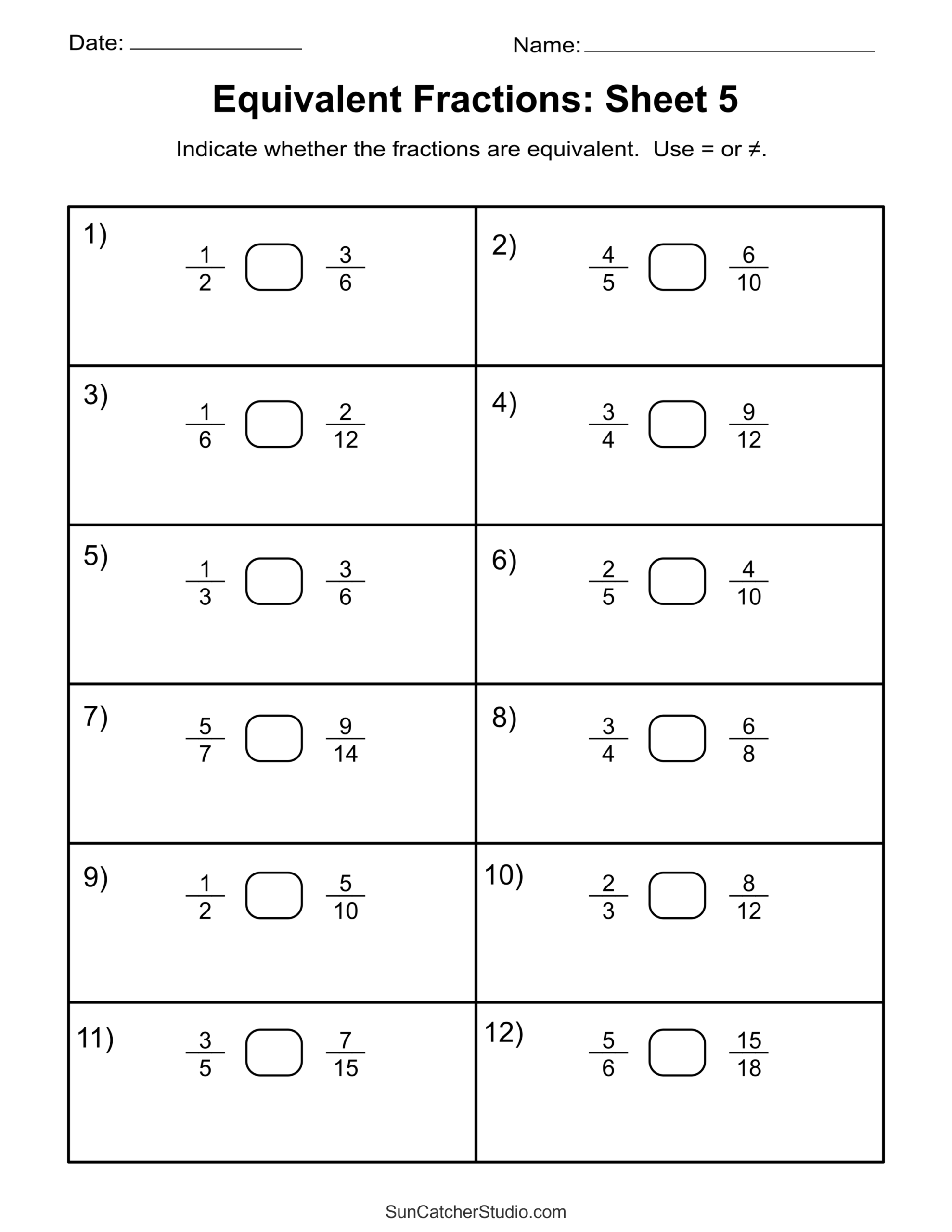 Equivalent Fractions Finding And Writing Equal Fractions Free 
