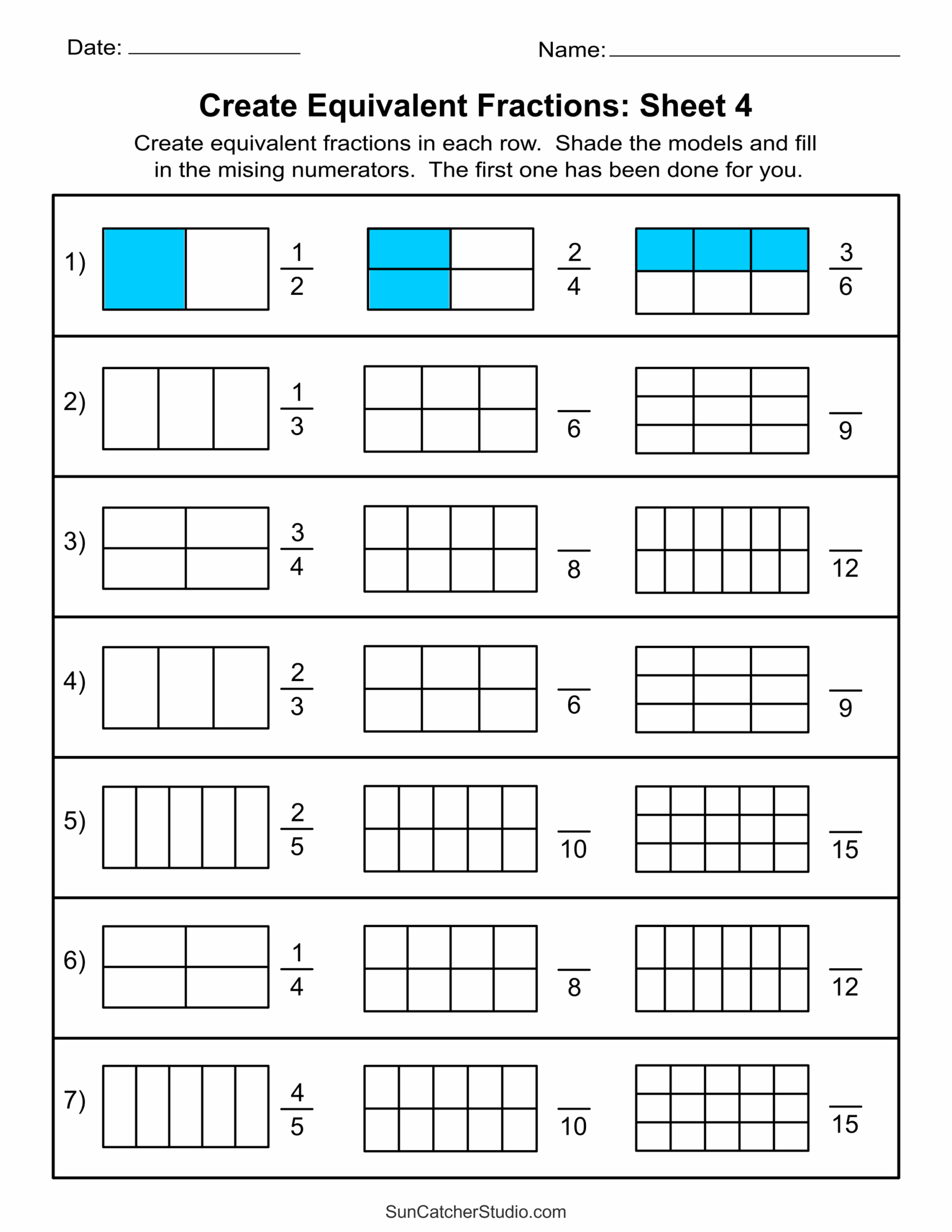 Equivalent Fractions Finding And Writing Equal Fractions Free 