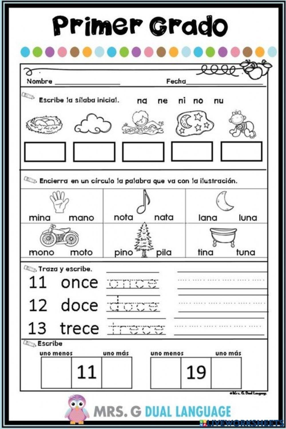 Espa ol Online Exercise For 1st Grade Live Worksheets Worksheets Library