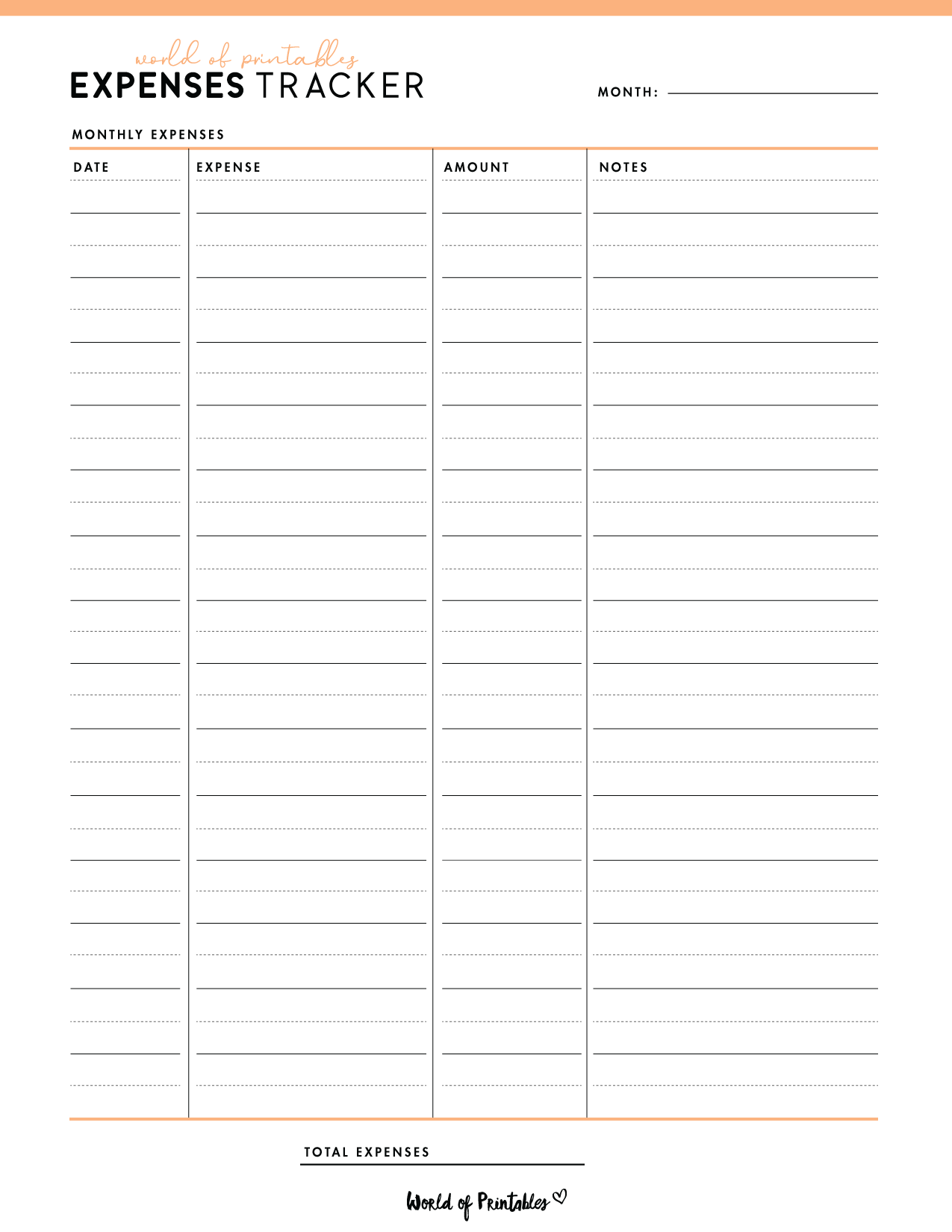 Expense Tracker Templates World Of Printables