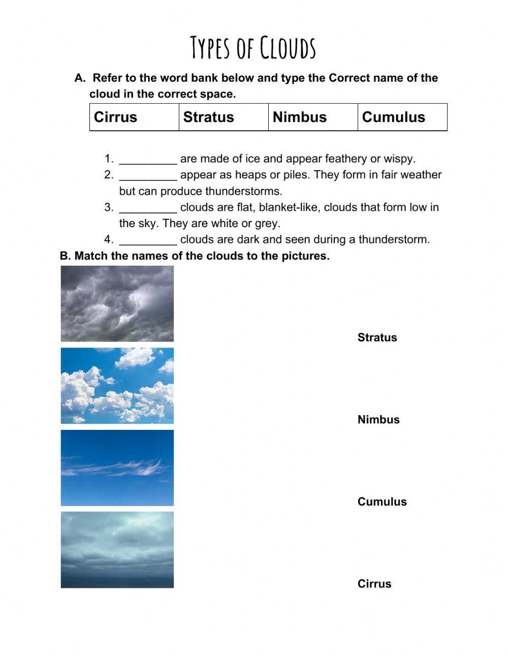 Explore And Learn About Cloud Types With Engaging Worksheets Explore And Learn About Cloud Types With Engaging Worksheets