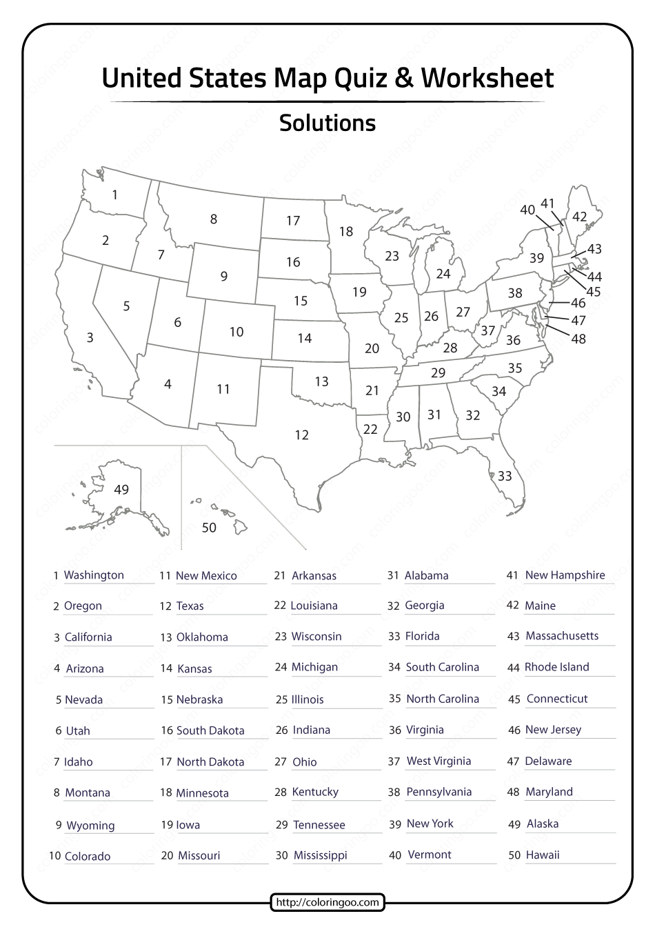 Free Printable 50 States Worksheets Pdf