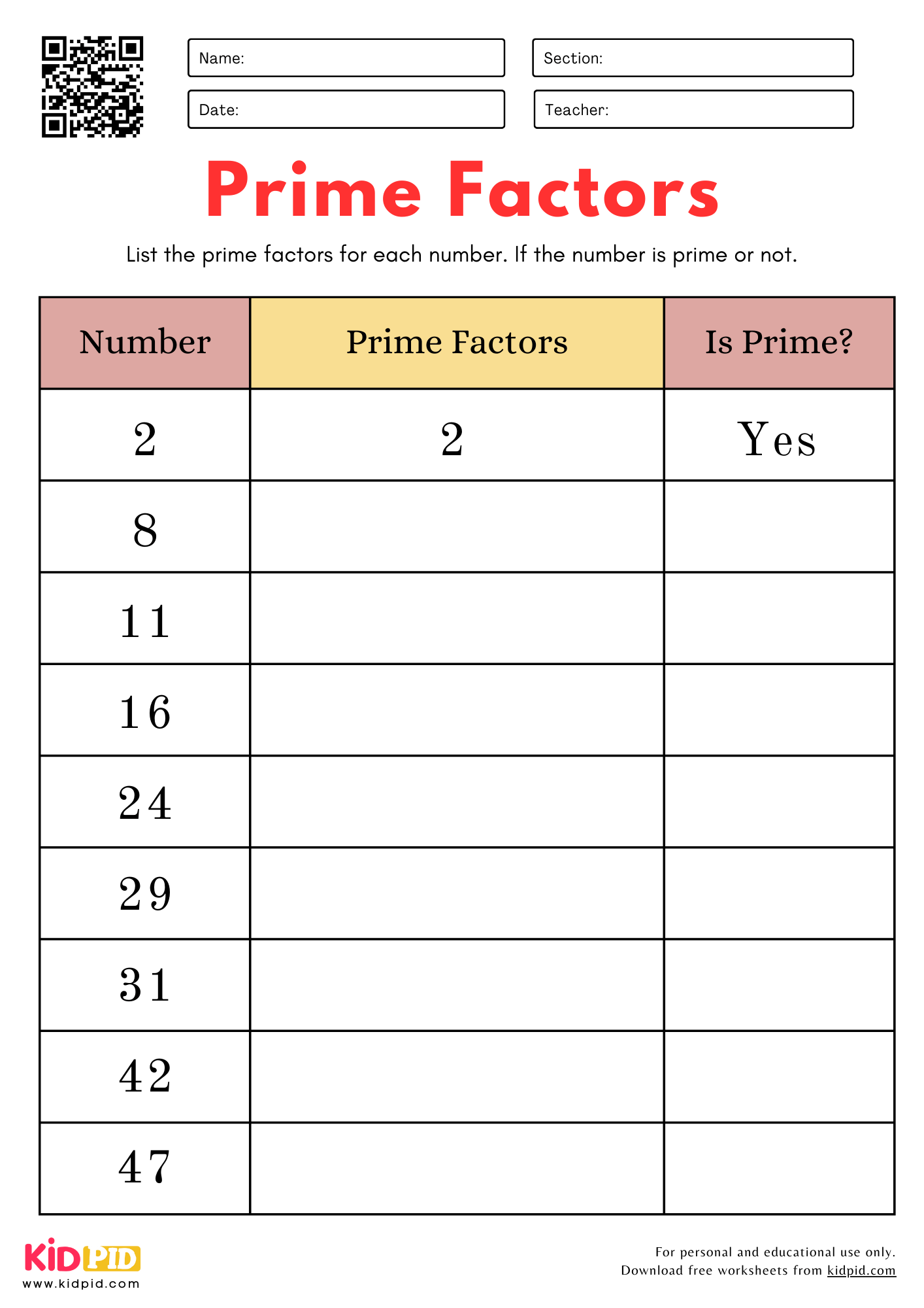 Factoring Worksheets For Grade 4 Kidpid