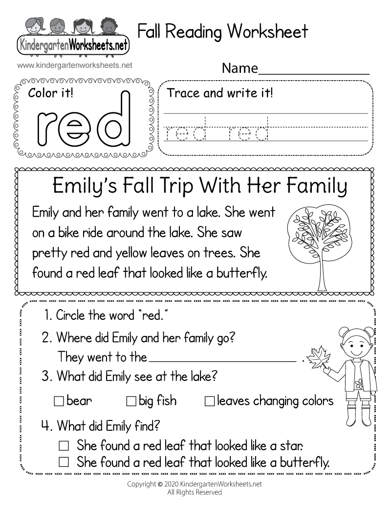 Fall Reading Worksheet Free Printable Digital U0026 PDF