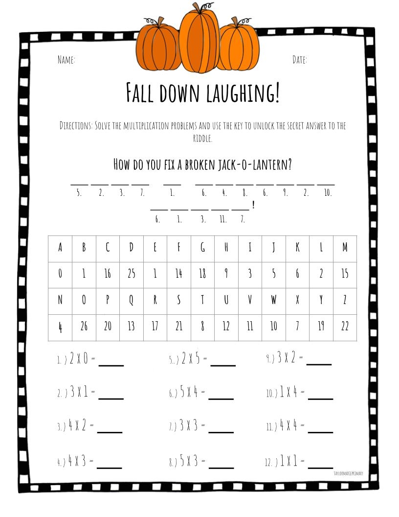 Fall Theme Secret Code Math Riddle Worksheets Multiplication Facts Classful Fall Theme Secret Code Math Riddle Worksheets Multiplication Facts Classful