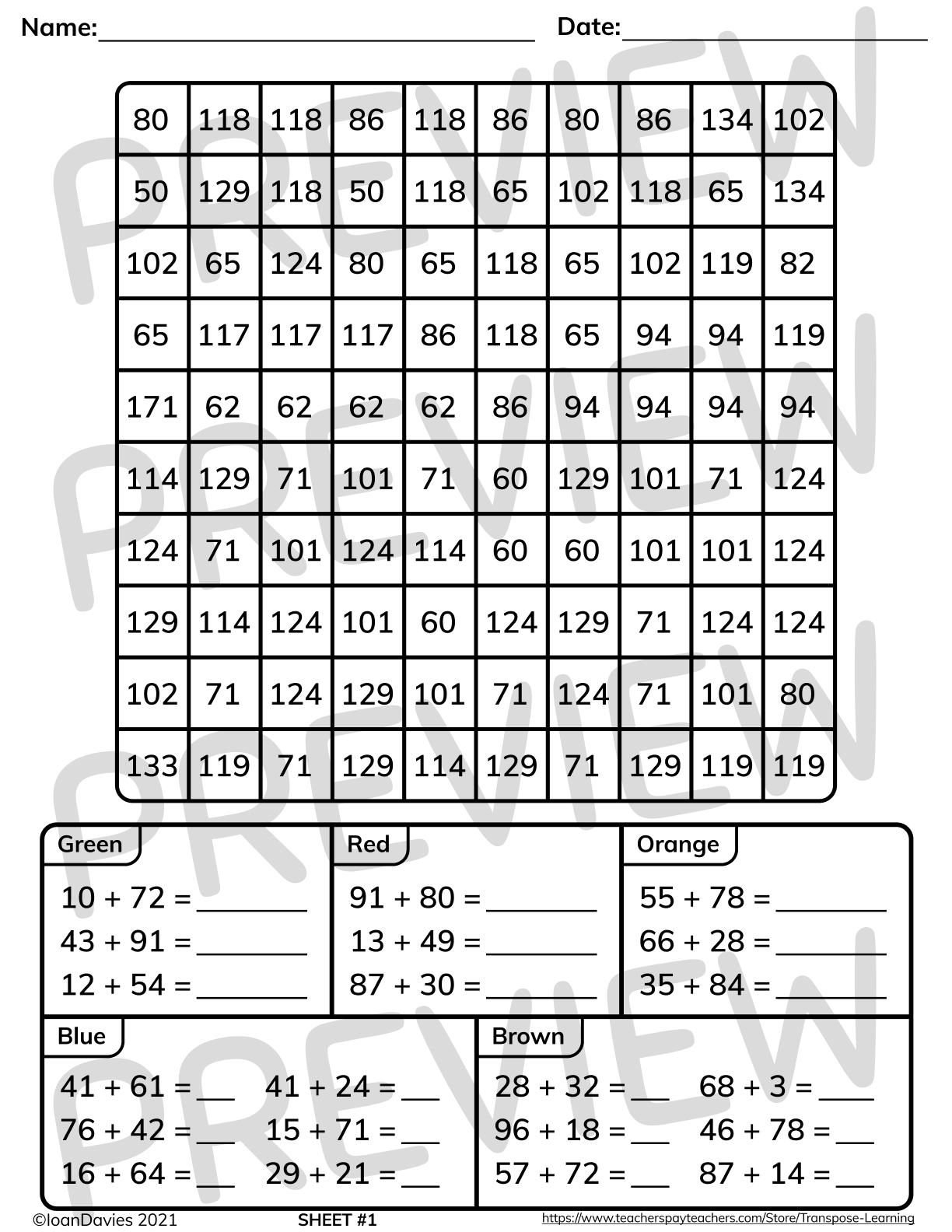 Fall Themed Double Digit Addition Mystery Pictures Math Review 
