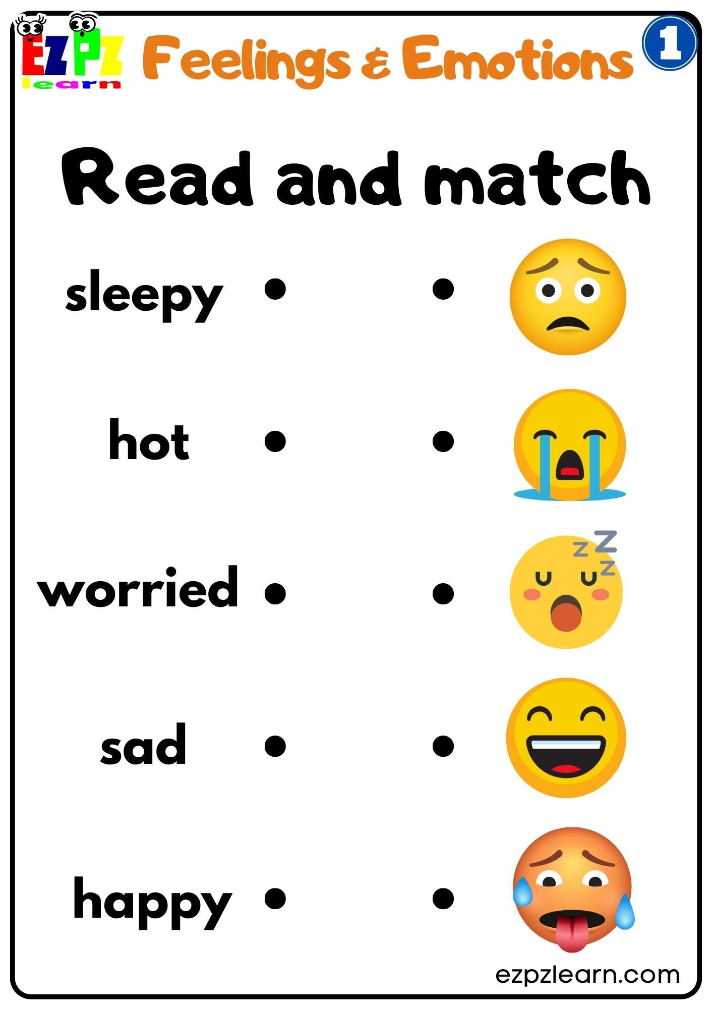 Feelings And Emotions Read And Match Worksheet For Children And Worksheets Library
