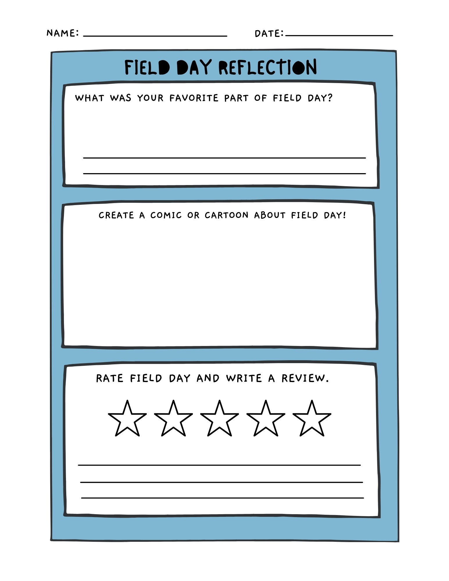 Field Day Reflection Forms Worksheet IB PYP Seesaw Reflect In Writing And Drawing Etsy
