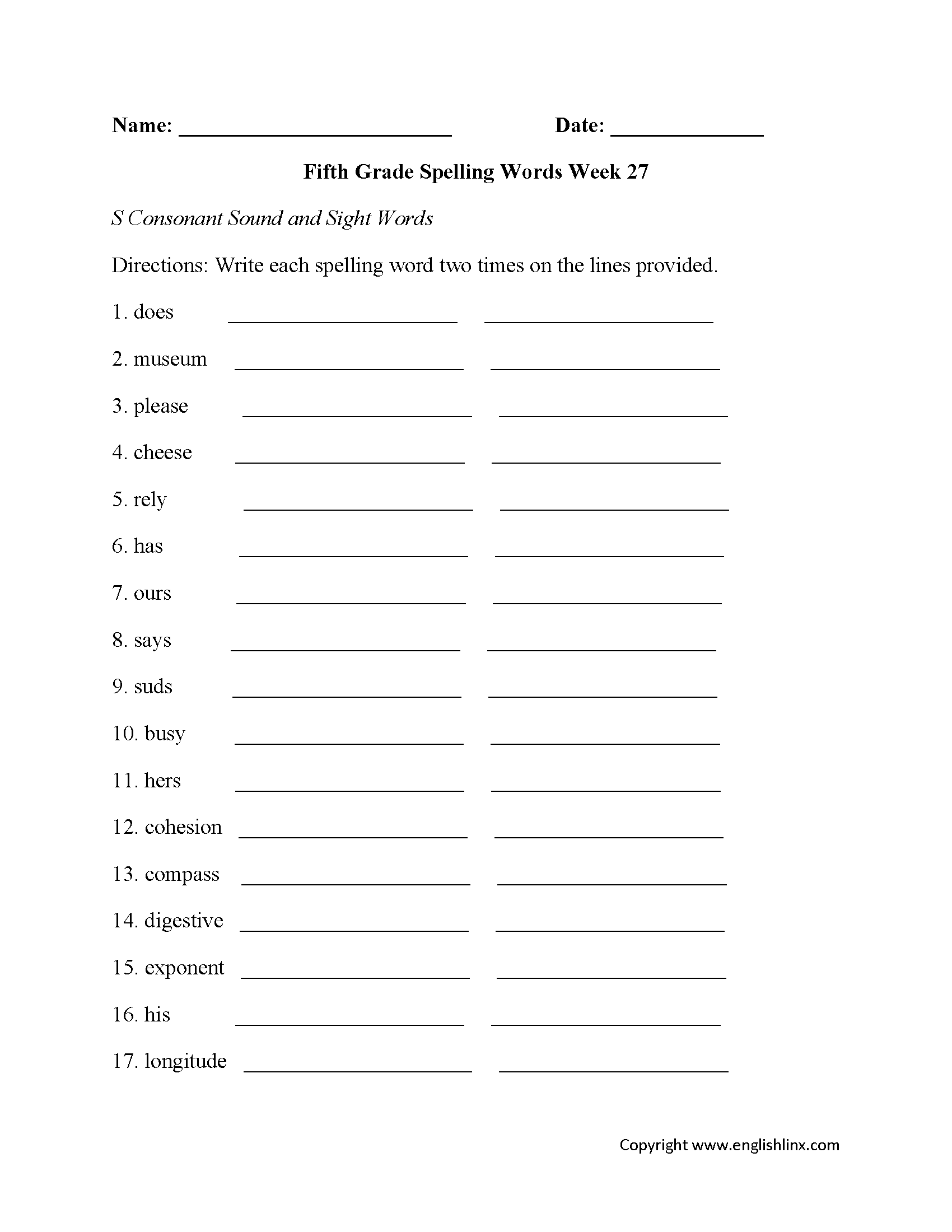 Fifth Grade Worksheets U0026 Printables Education Worksheets Library