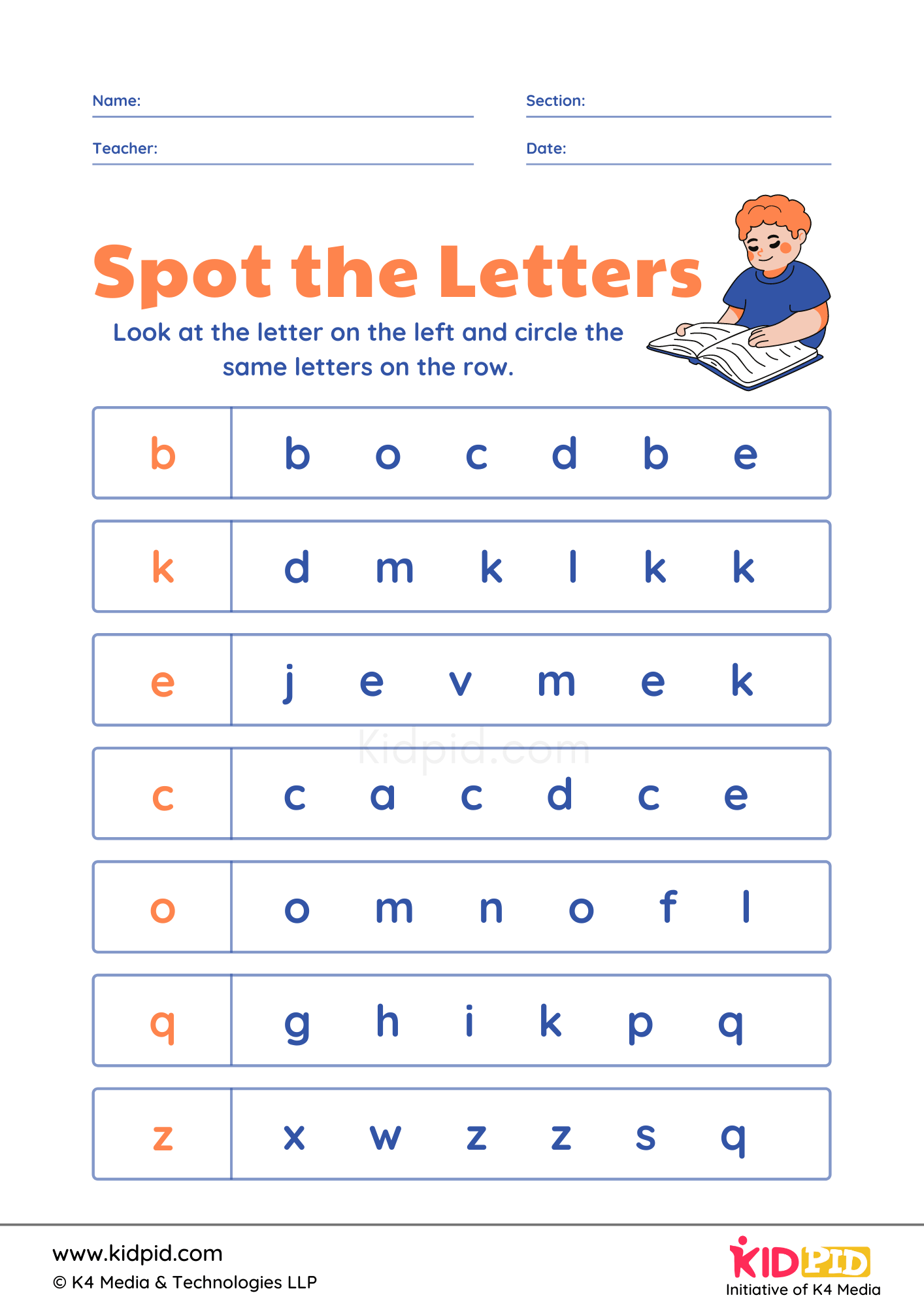Free Printable Find The Letter Worksheets