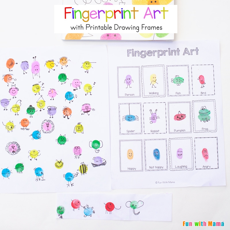 Fingerprint Art Drawing Ideas With Printable Drawing Frames Fun With Mama