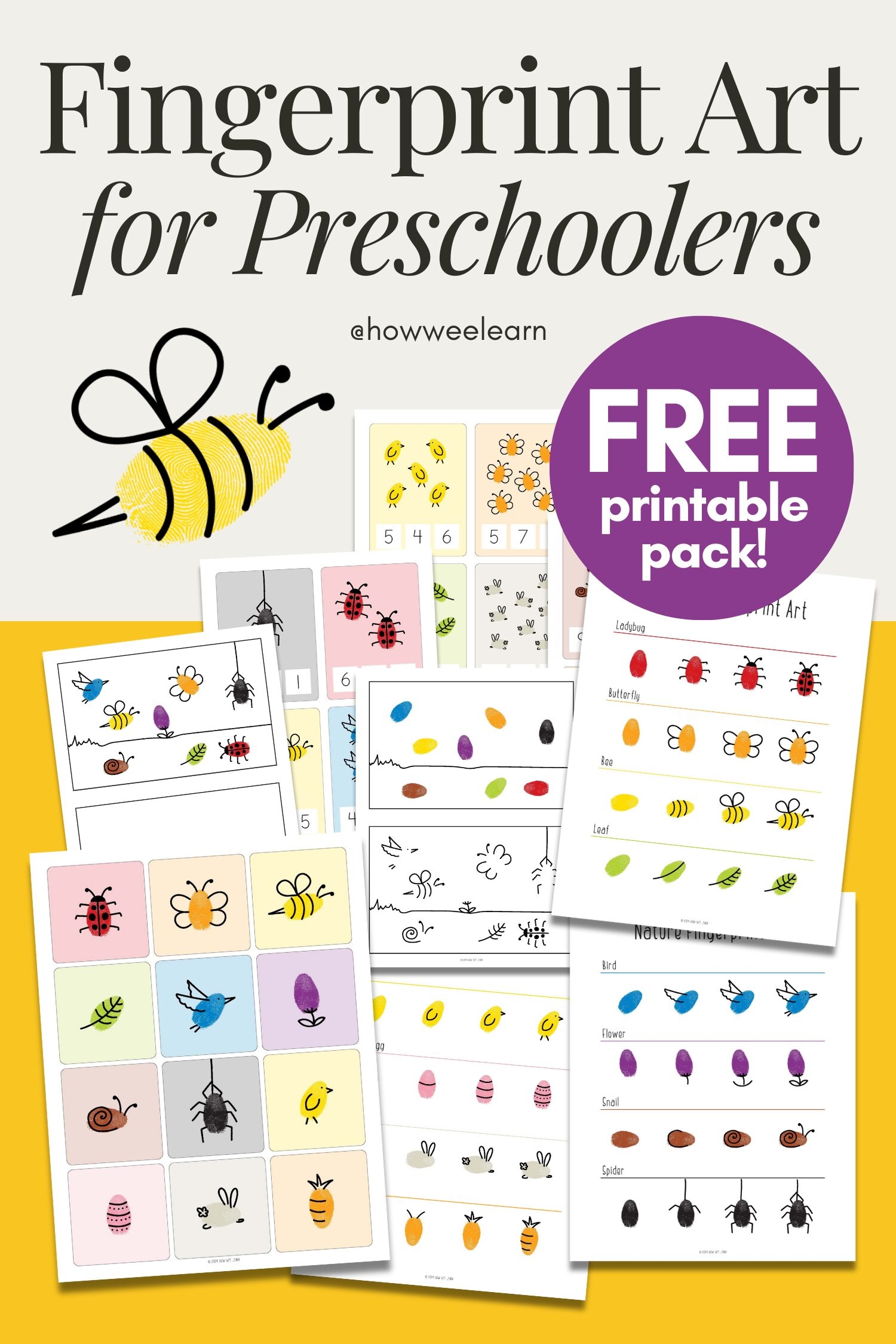 Fingerprint Art For Preschoolers Free Printable Pack How Wee Learn