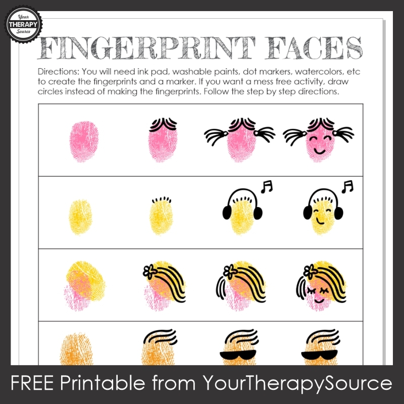 Fingerprint Art Printable Your Therapy Source