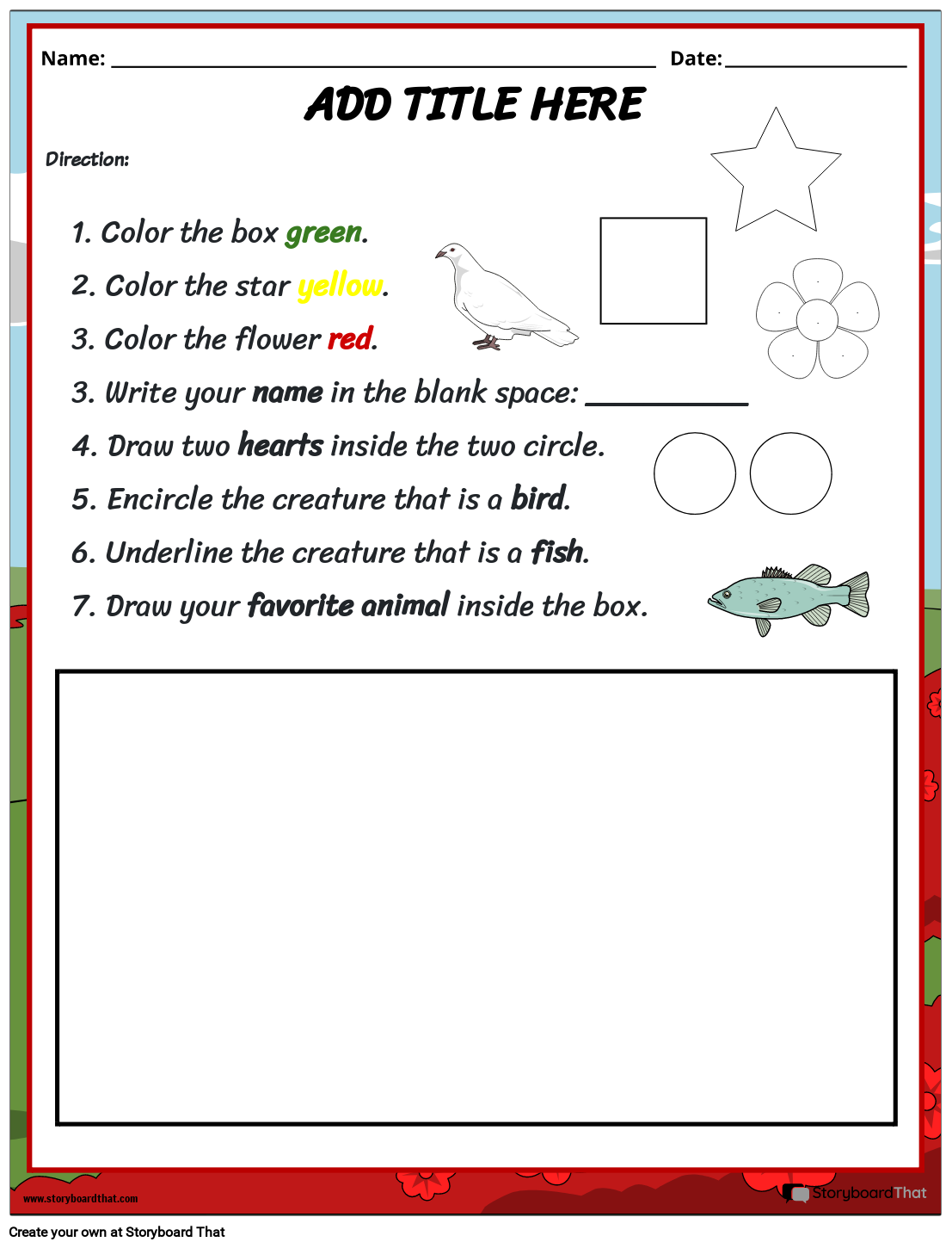 Following Directions Worksheets For Students StoryboardThat Following Directions Worksheets For Students StoryboardThat