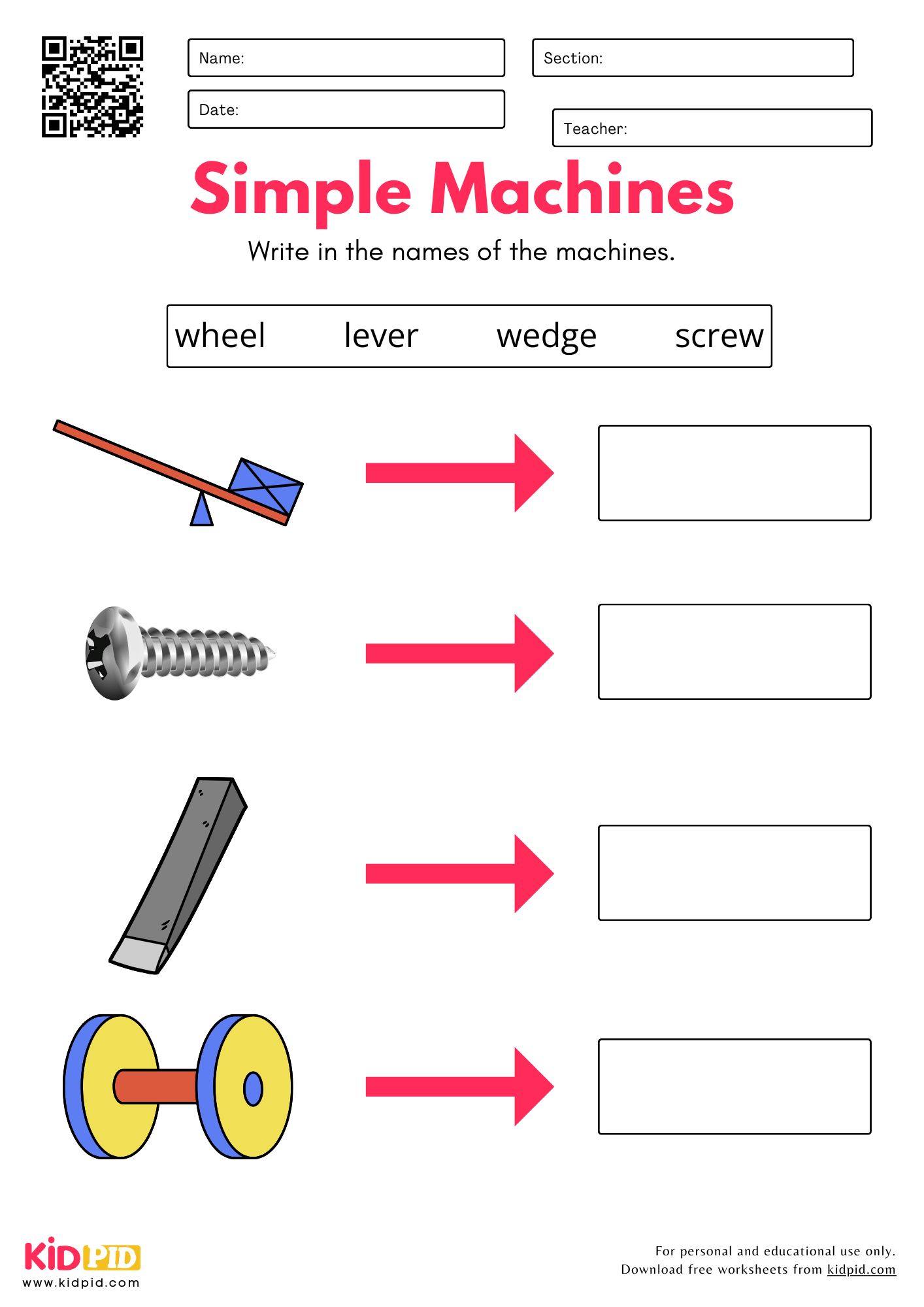Forces U0026 Machines Worksheet For Grade 1 Kidpid