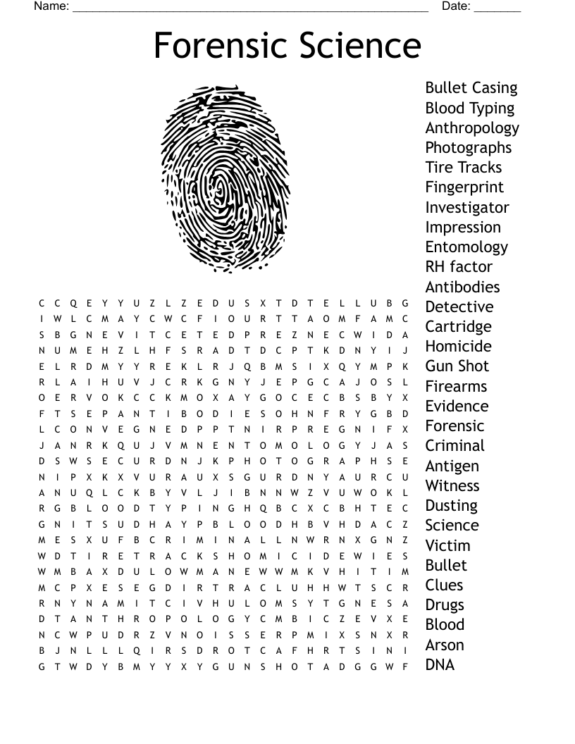 Forensics Anthropology Worksheet WordMint