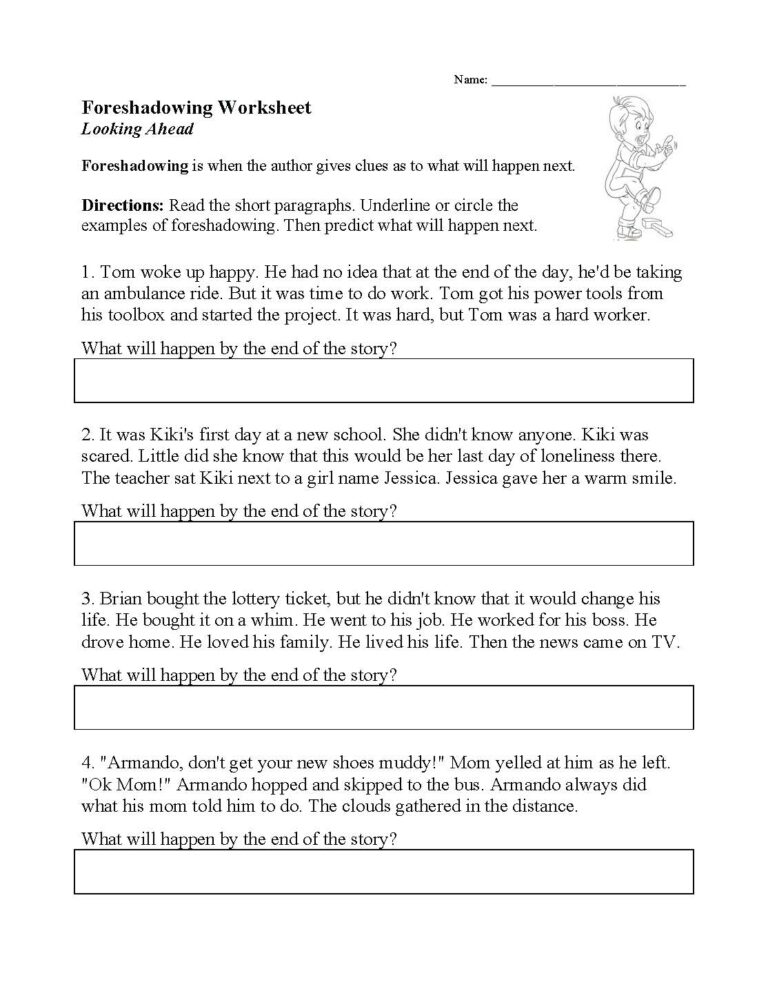 Foreshadowing Worksheet Literary Techniques Activity