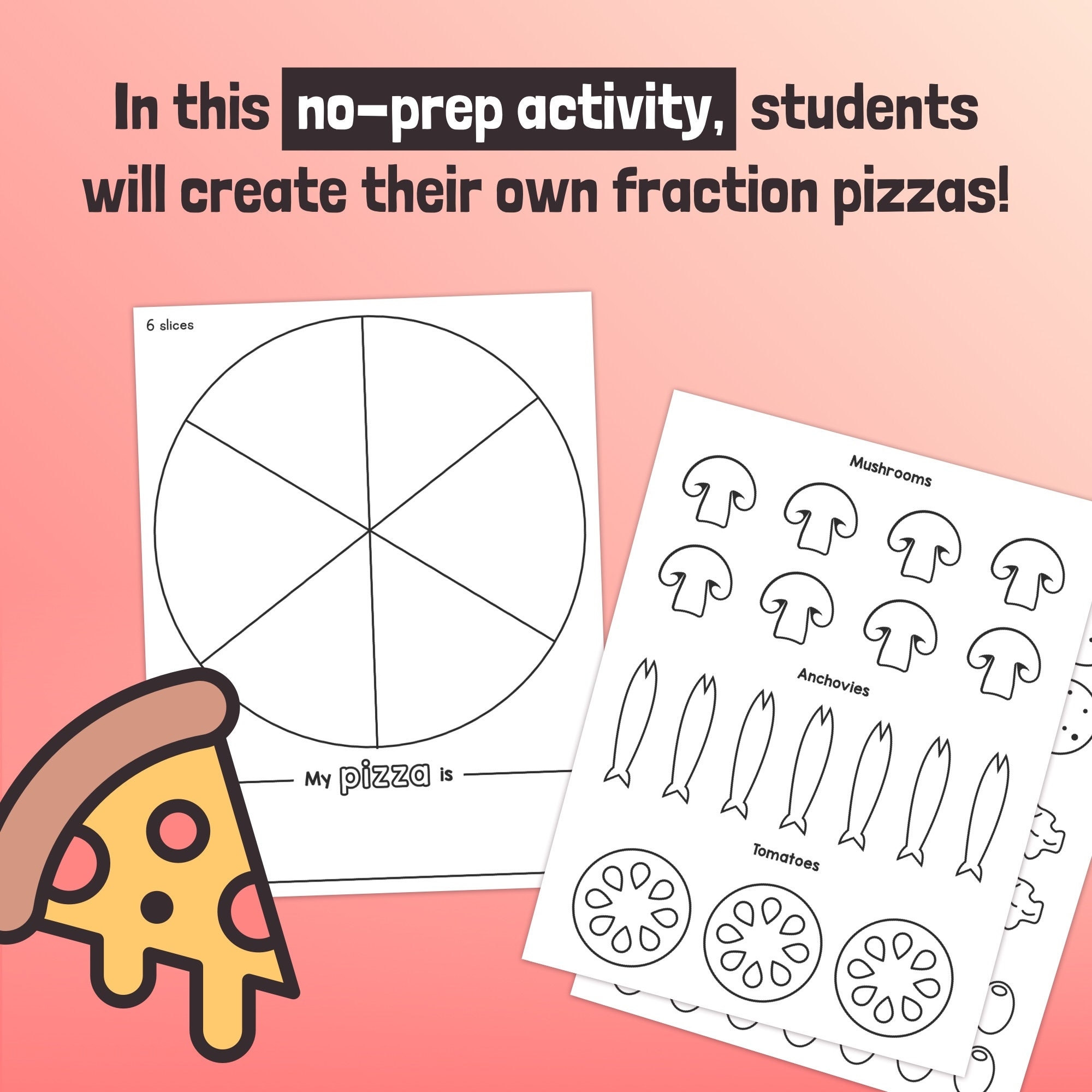 Fraction Pizza Craft Beginner Fractions Activity Cut And Paste 