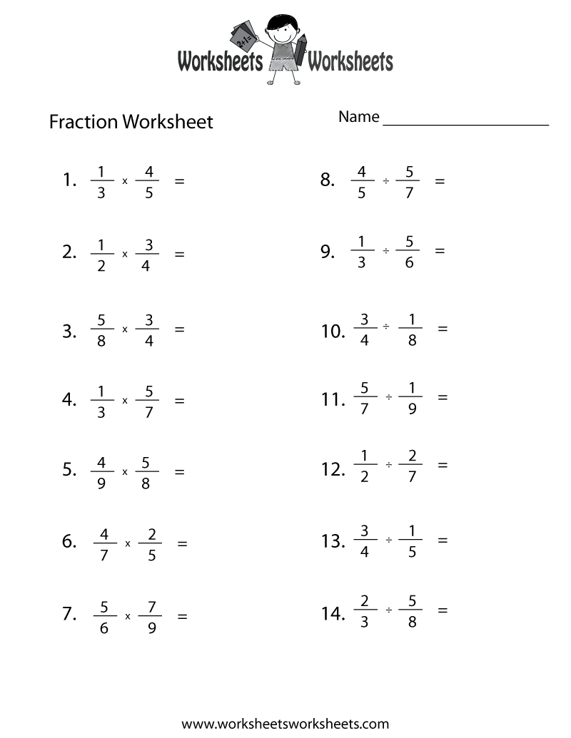 Free Printable Mathe Worksheets Fractions
