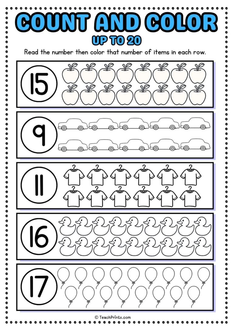 Free 1 20 Counting Worksheets Teach Prints