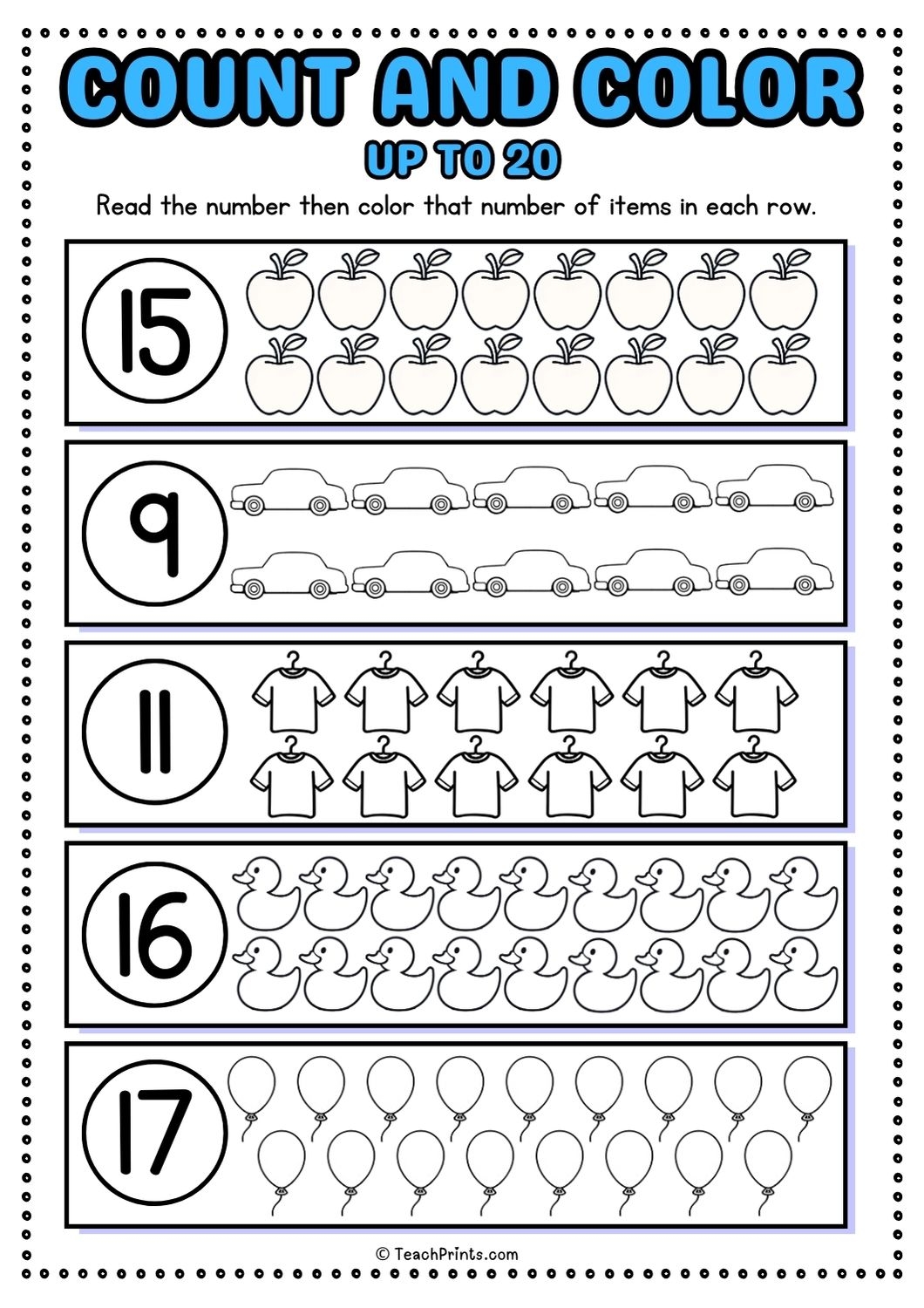 Free 1 20 Counting Worksheets Teach Prints