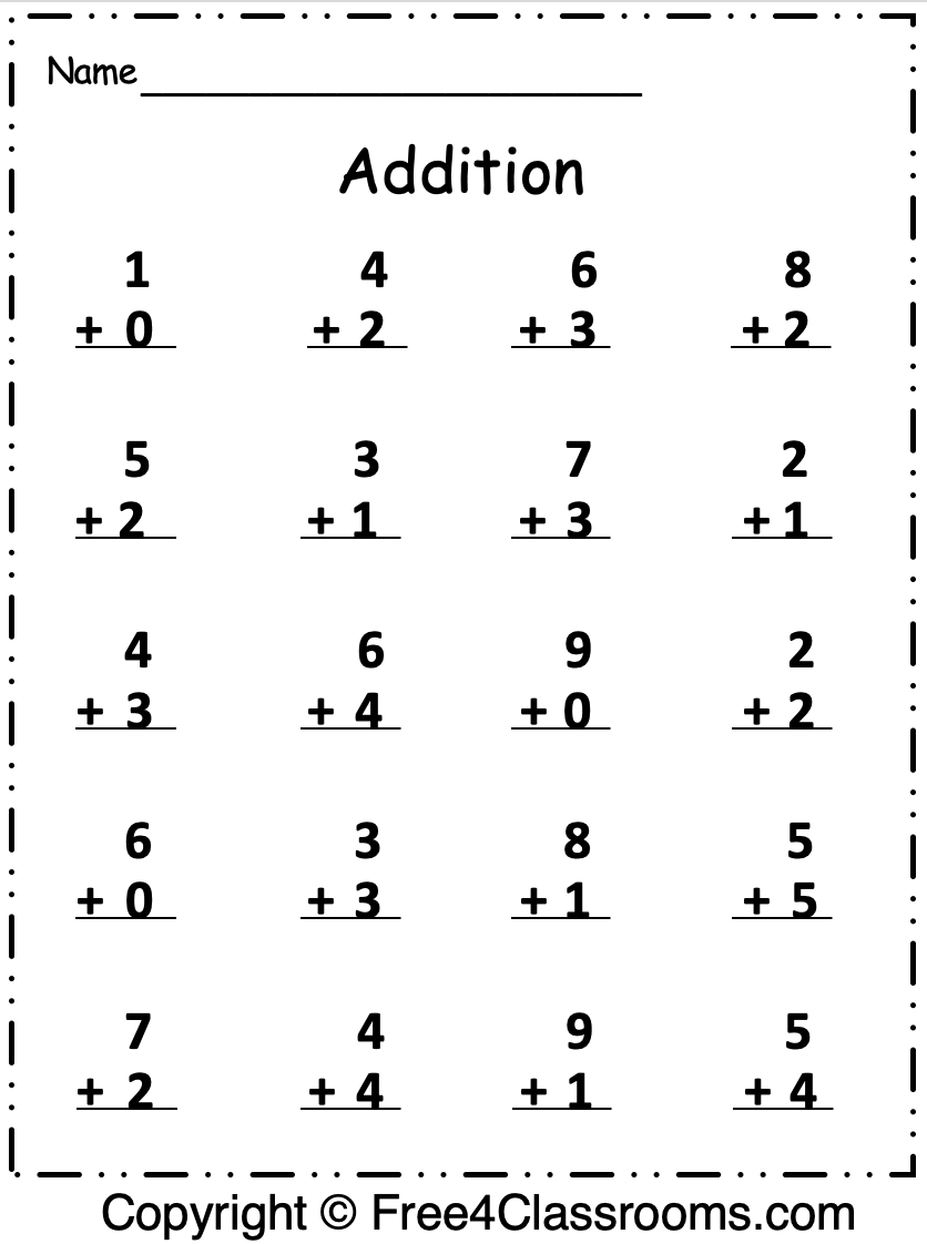 Free 1 Digit To 10 Addition Math Worksheet Free Worksheets 