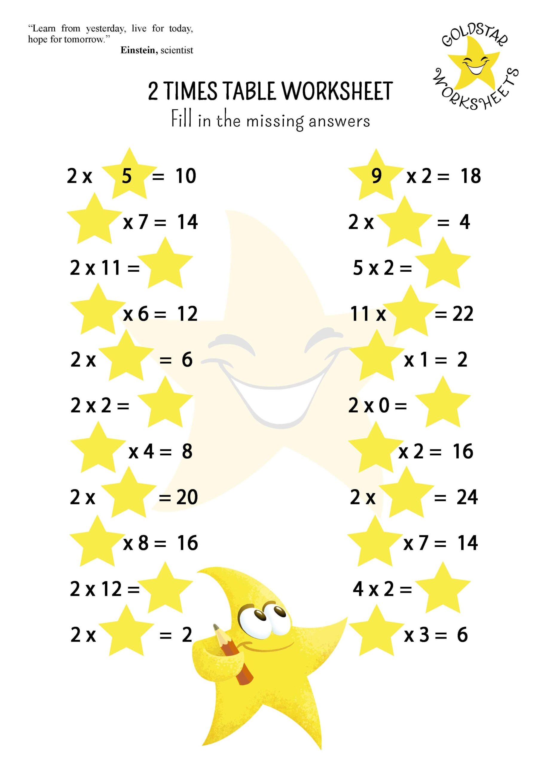 Free Printable 2 Times Table Worksheets