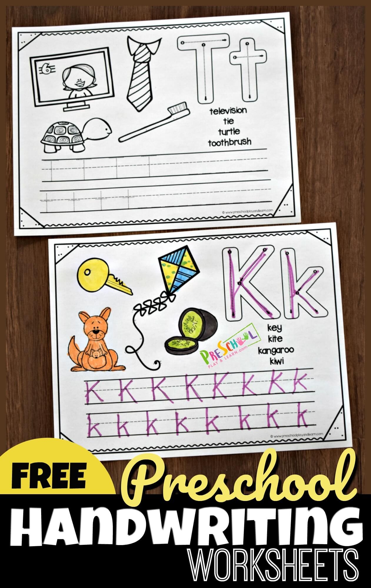 Free Kindergarten Printable Worksheets Handwriting