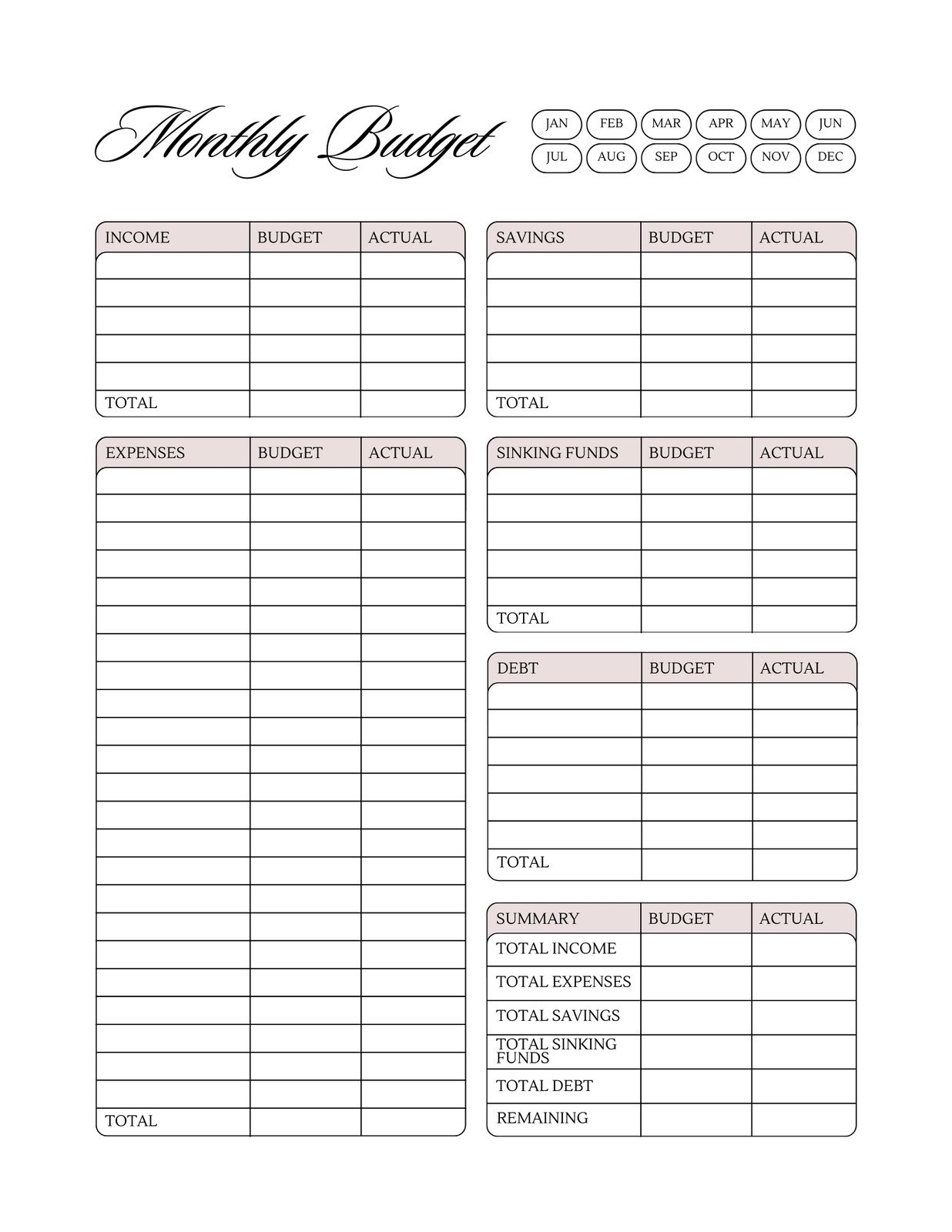 Free Printable Budget Worksheets Excel