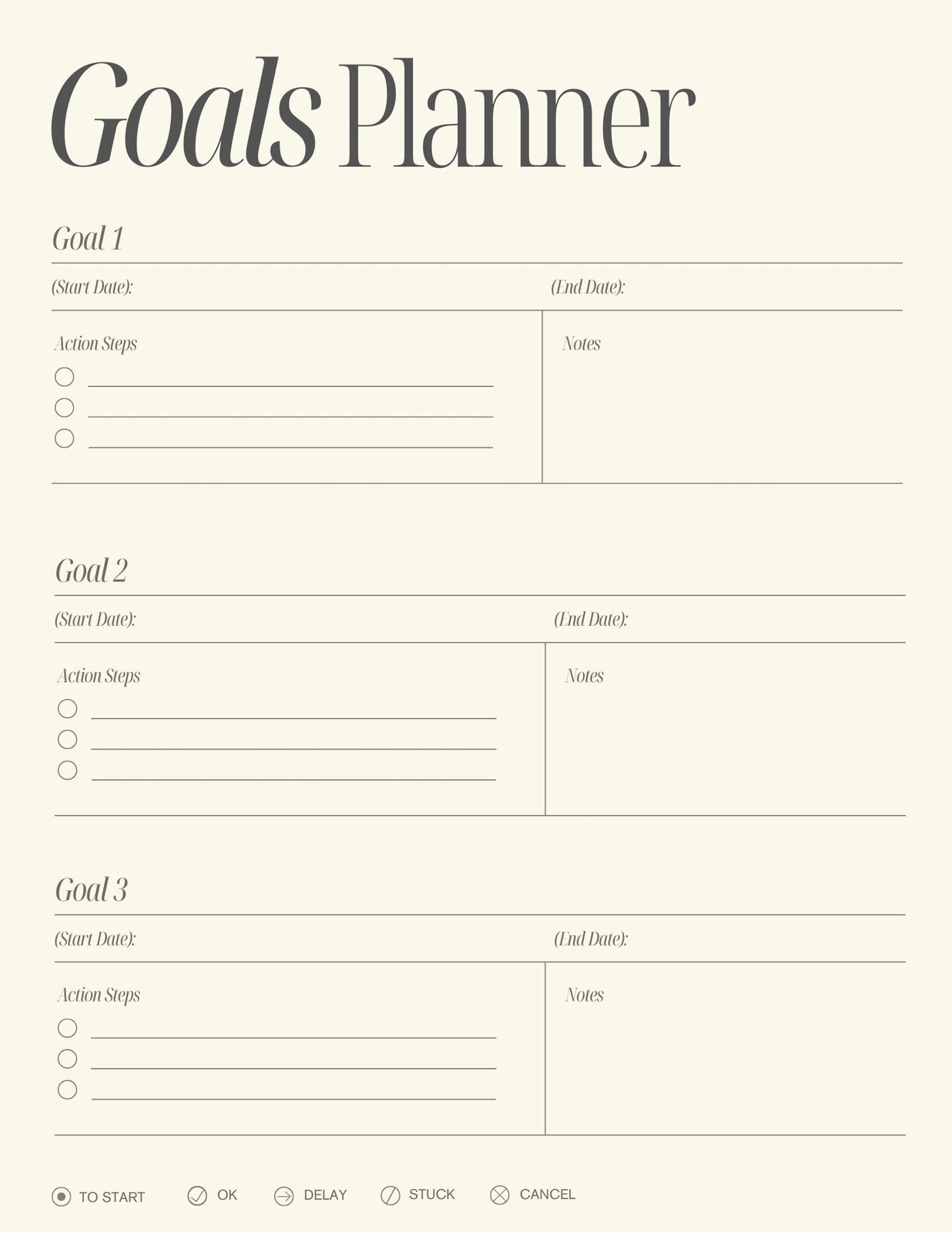 Free Printable Personal Goal Planning Worksheet