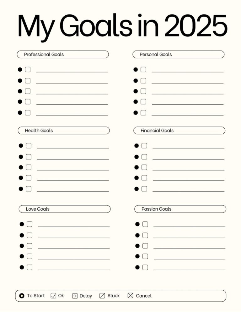 Free And Customizable Goals Templates