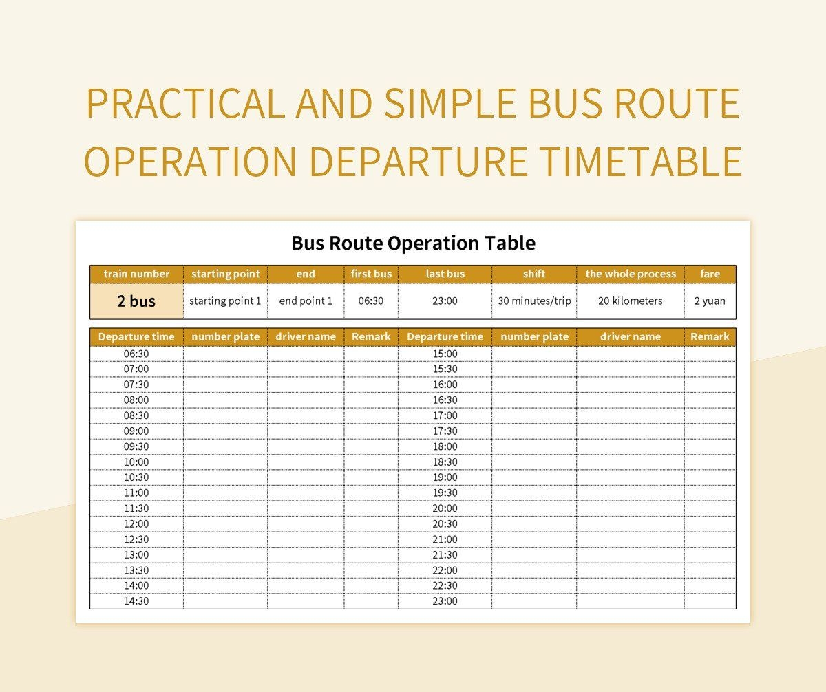 Free Bus Templates For Google Sheets And Microsoft Excel Slidesdocs