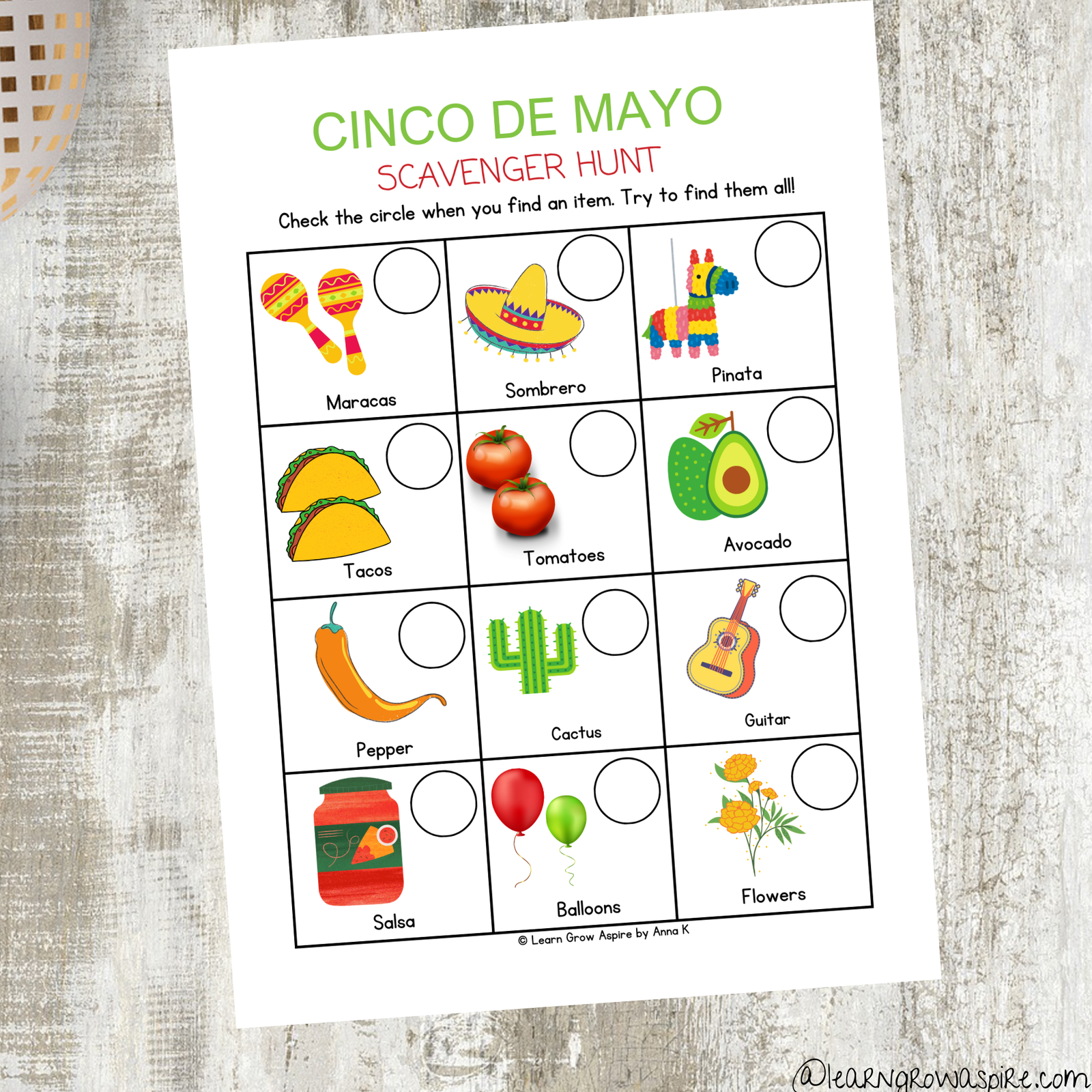 FREE Cinco De Mayo Scavenger Hunt Printable Learn Grow Aspire FREE Cinco De Mayo Scavenger Hunt Printable Learn Grow Aspire