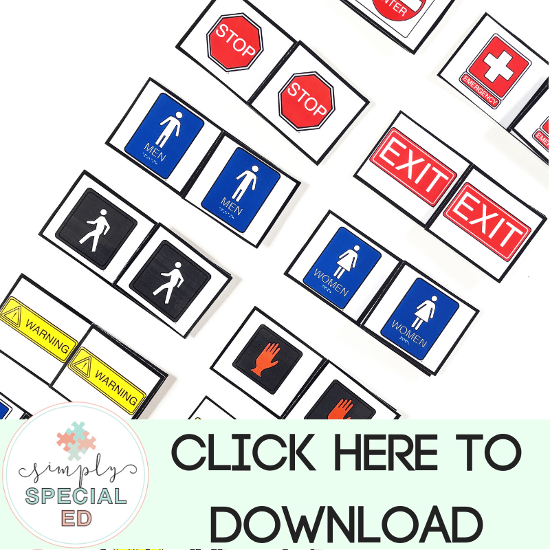 Free Community Signs Task Box Simply Special Ed