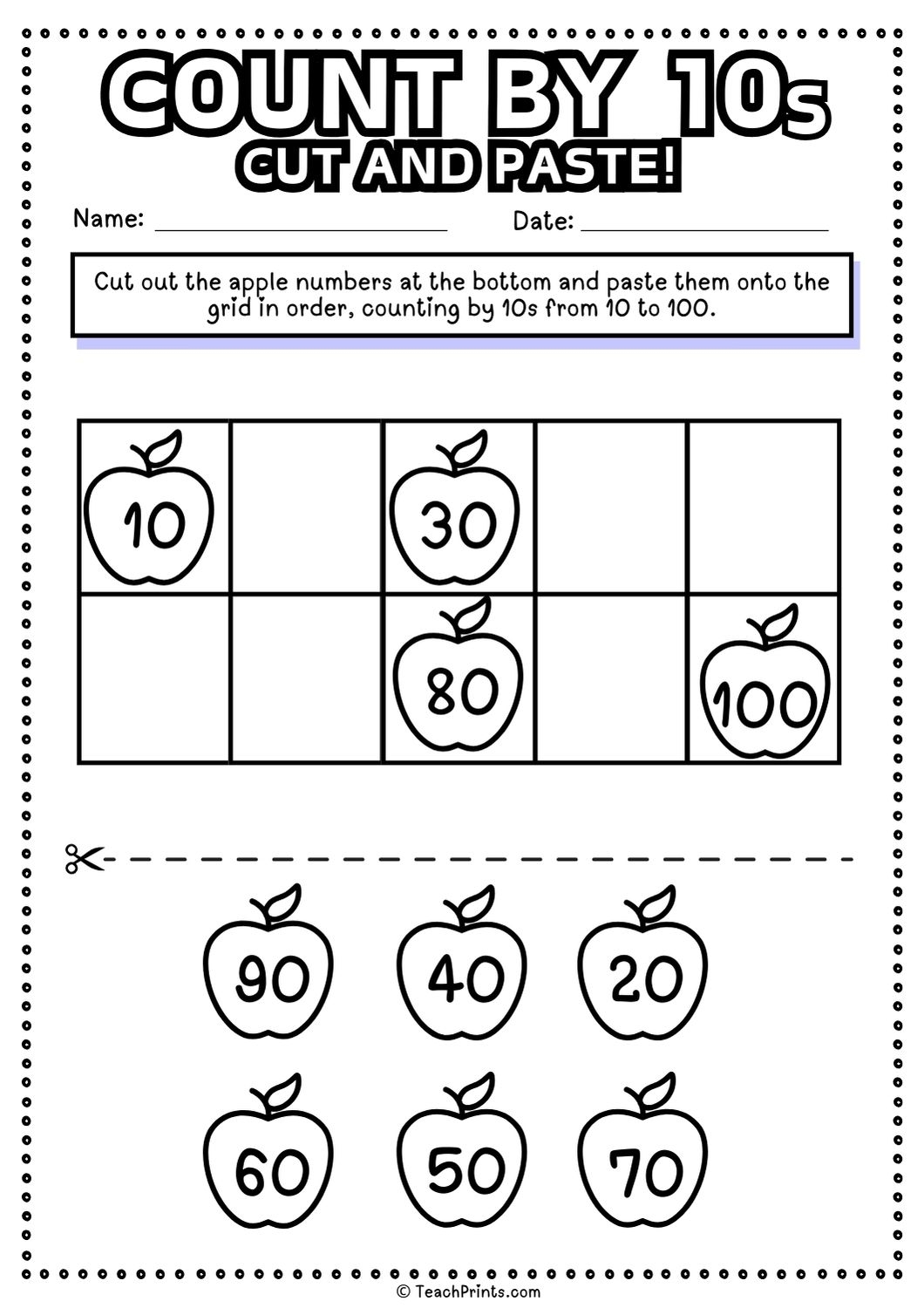 Free Count By 10s Worksheets Teach Prints