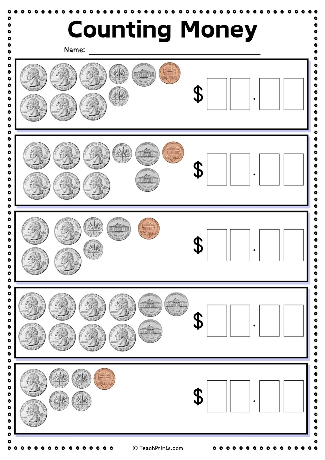 Free Counting Money And Coins Worksheets Teach Prints