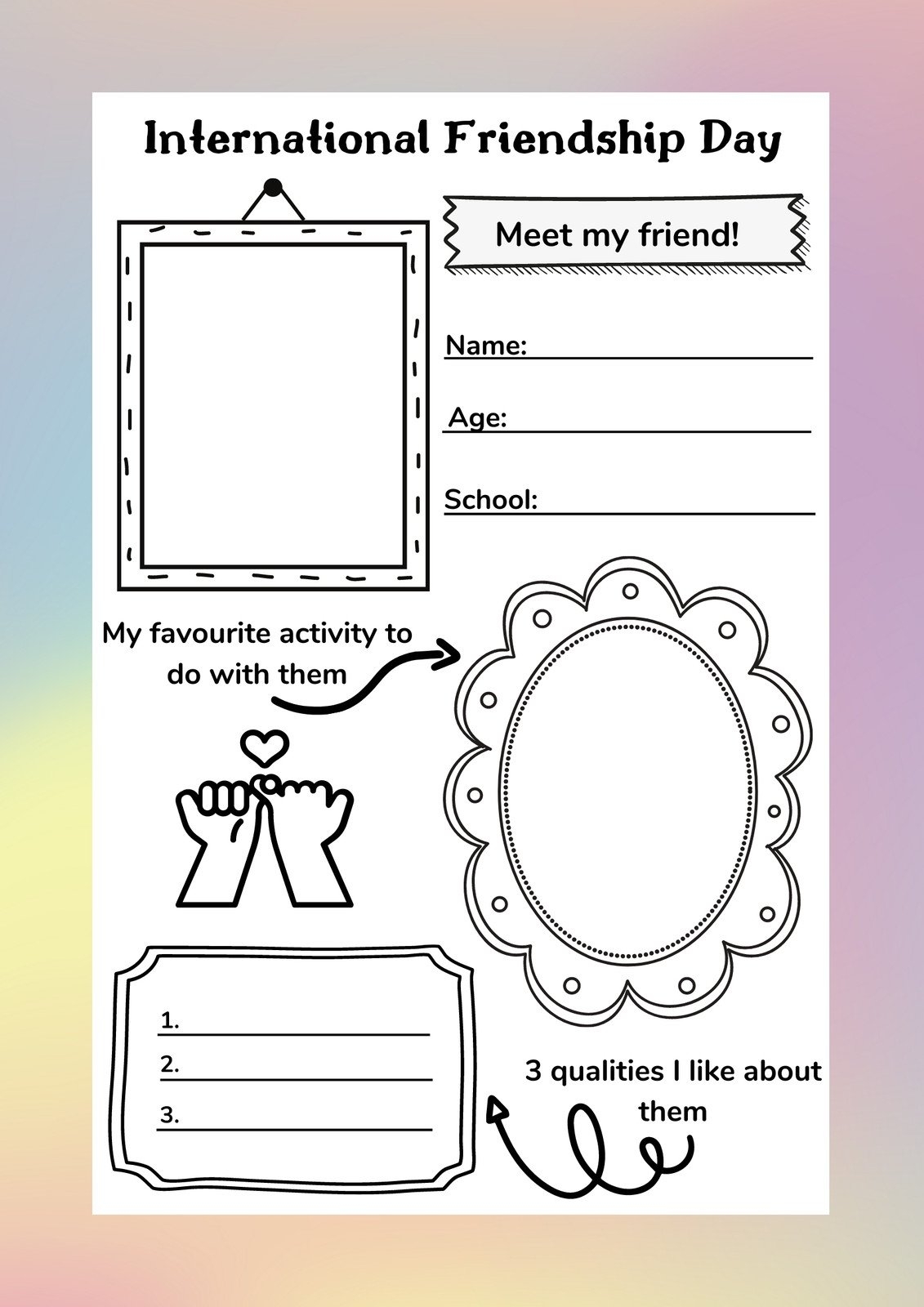 Free Custom Printable Friendship Worksheet Templates Canva