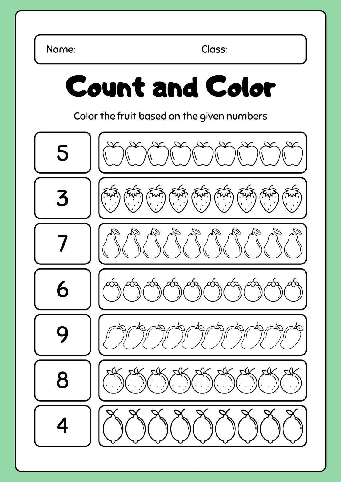 Free Printable Early Years Maths Worksheets