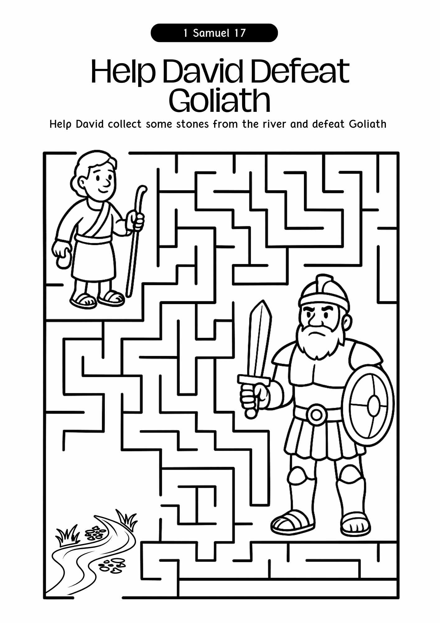 Free David And Goliath Maze Printable Bible Activity For Kids 1 Samuel 17 Free Bible Worksheets Free David And Goliath Maze Printable Bible Activity For Kids 1 Samuel 17 Free Bible Worksheets