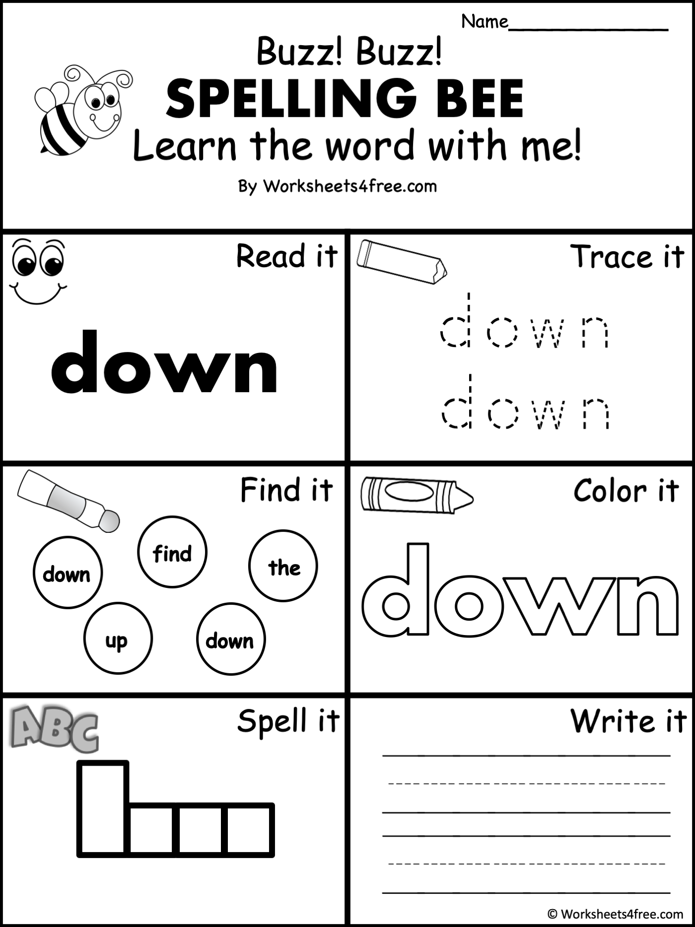 Free Dolch Sight Word Worksheet Down Worksheets4Free
