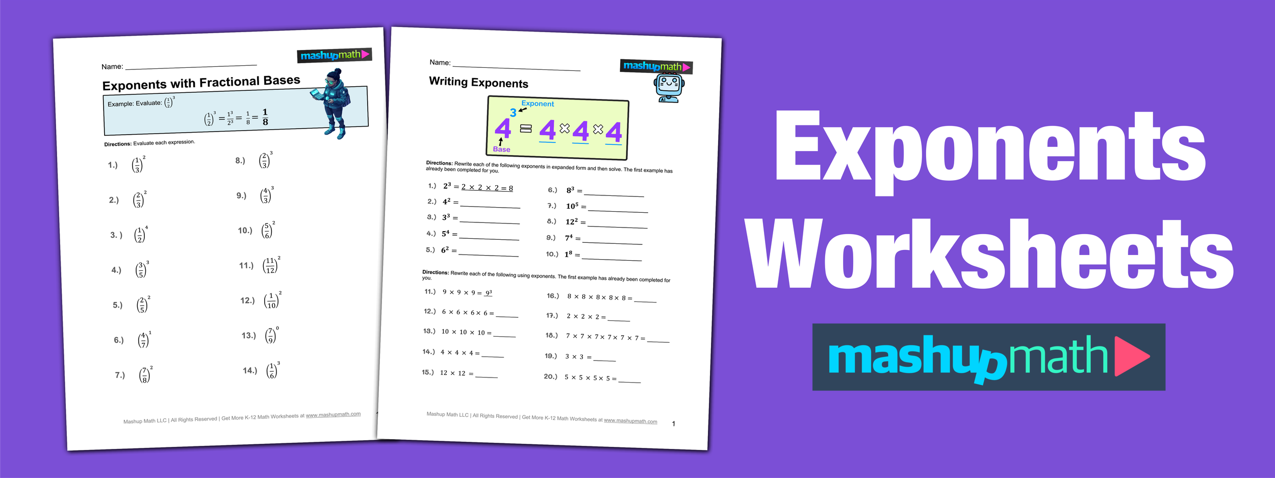 Free Printable Exponents Worksheets