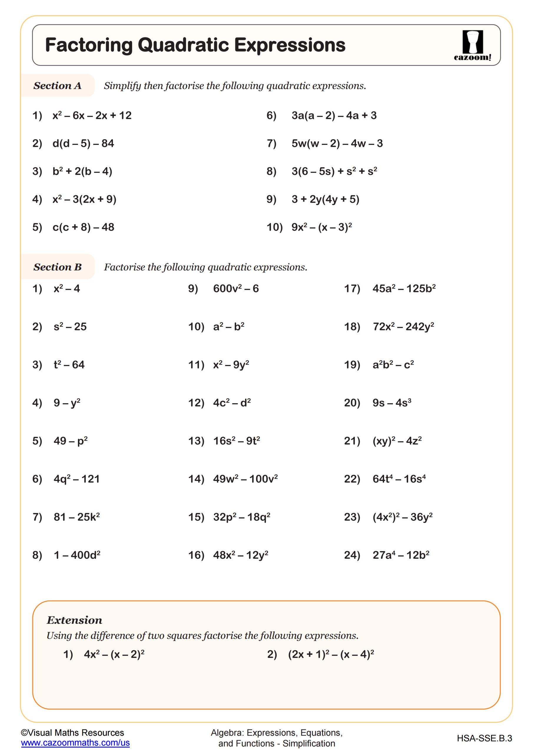 Free Factoring Algebraic Expressions Worksheet Download Free Factoring Algebraic Expressions Worksheet Png Images Free Worksheets On Clipart Library