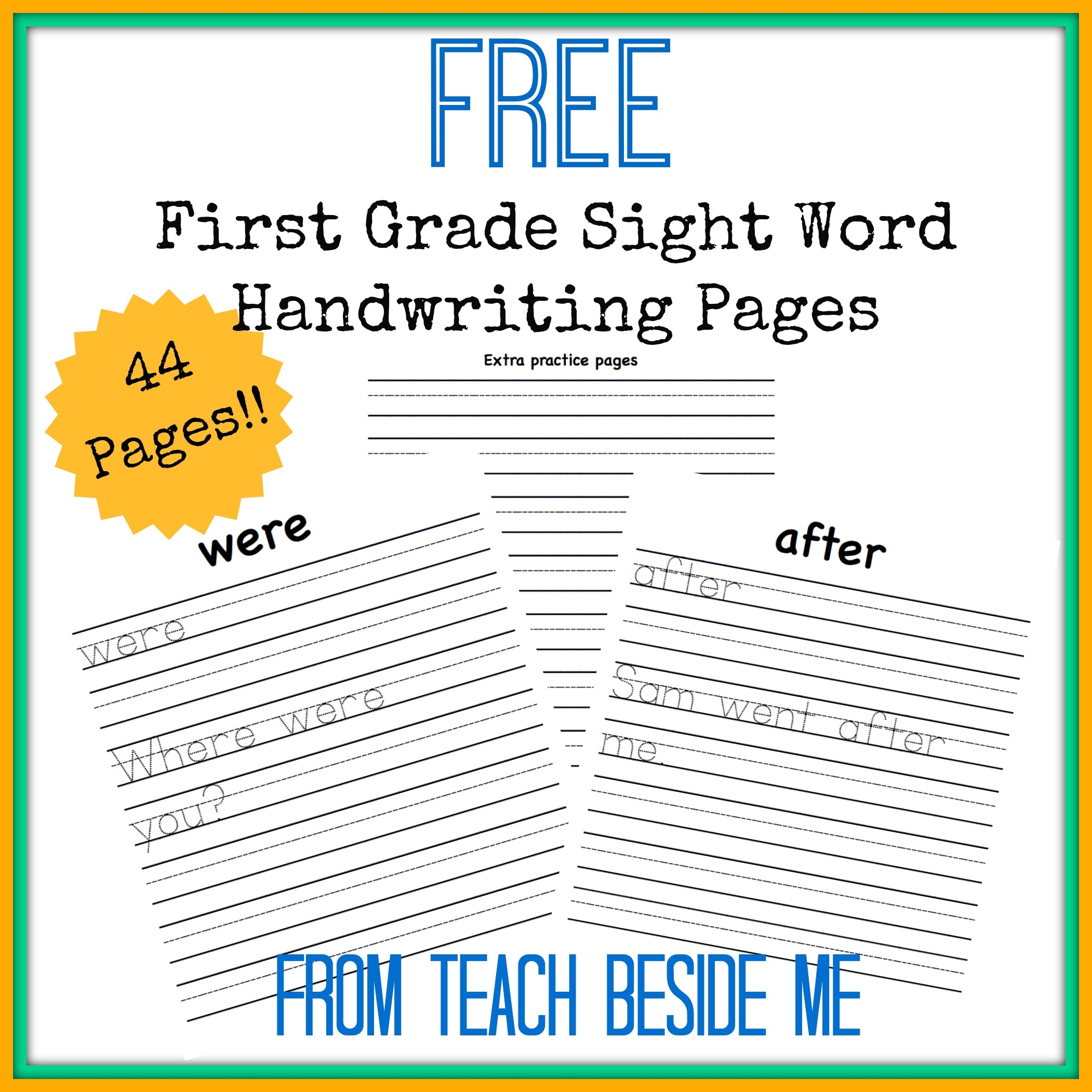 Free Printable First Grade Handwriting Worksheets