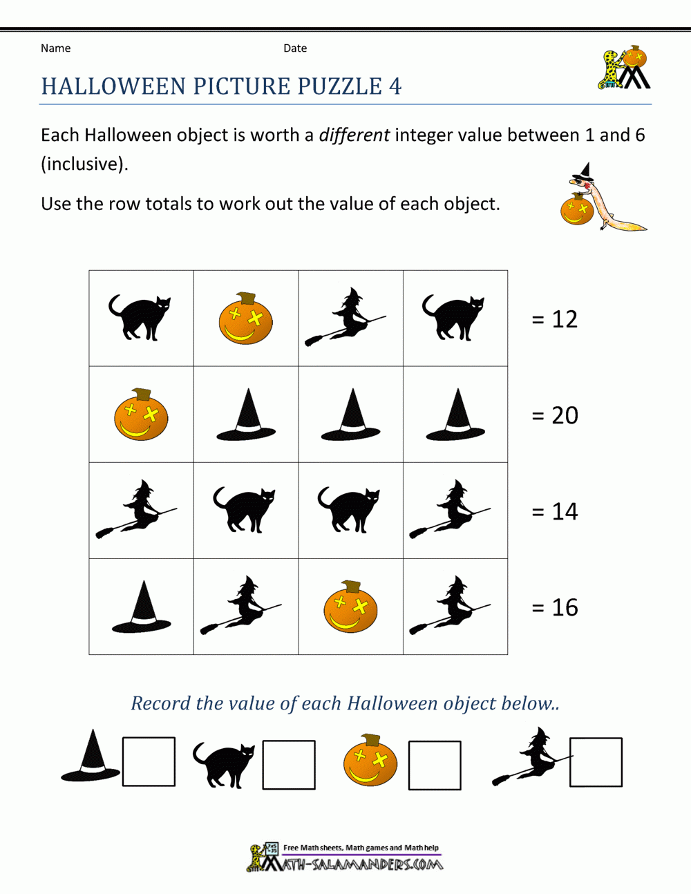Free Halloween Math Worksheets Free Halloween Math Worksheets