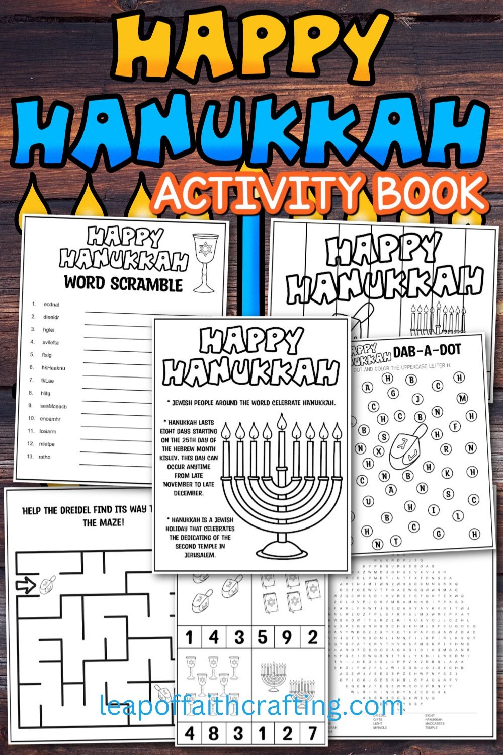 FREE Hanukkah Worksheet 7 Page Activity Book Leap Of Faith Crafting