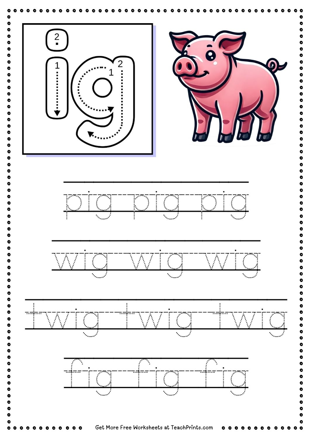 Free ig Word Family Worksheets Teach Prints