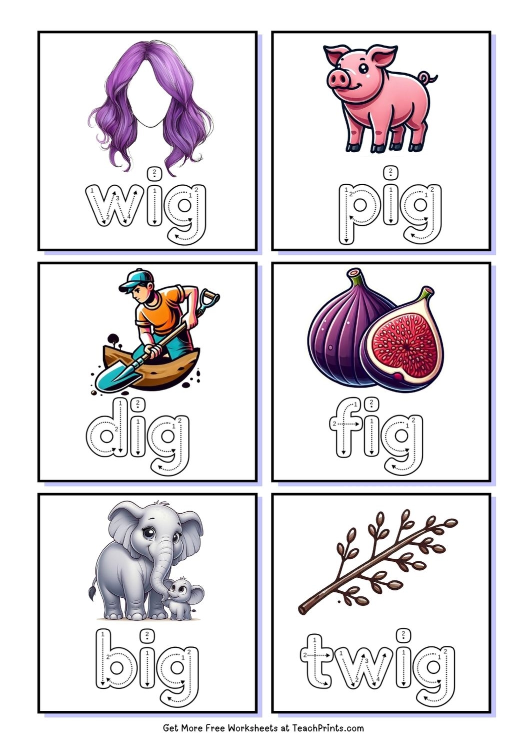 Free ig Word Family Worksheets Teach Prints