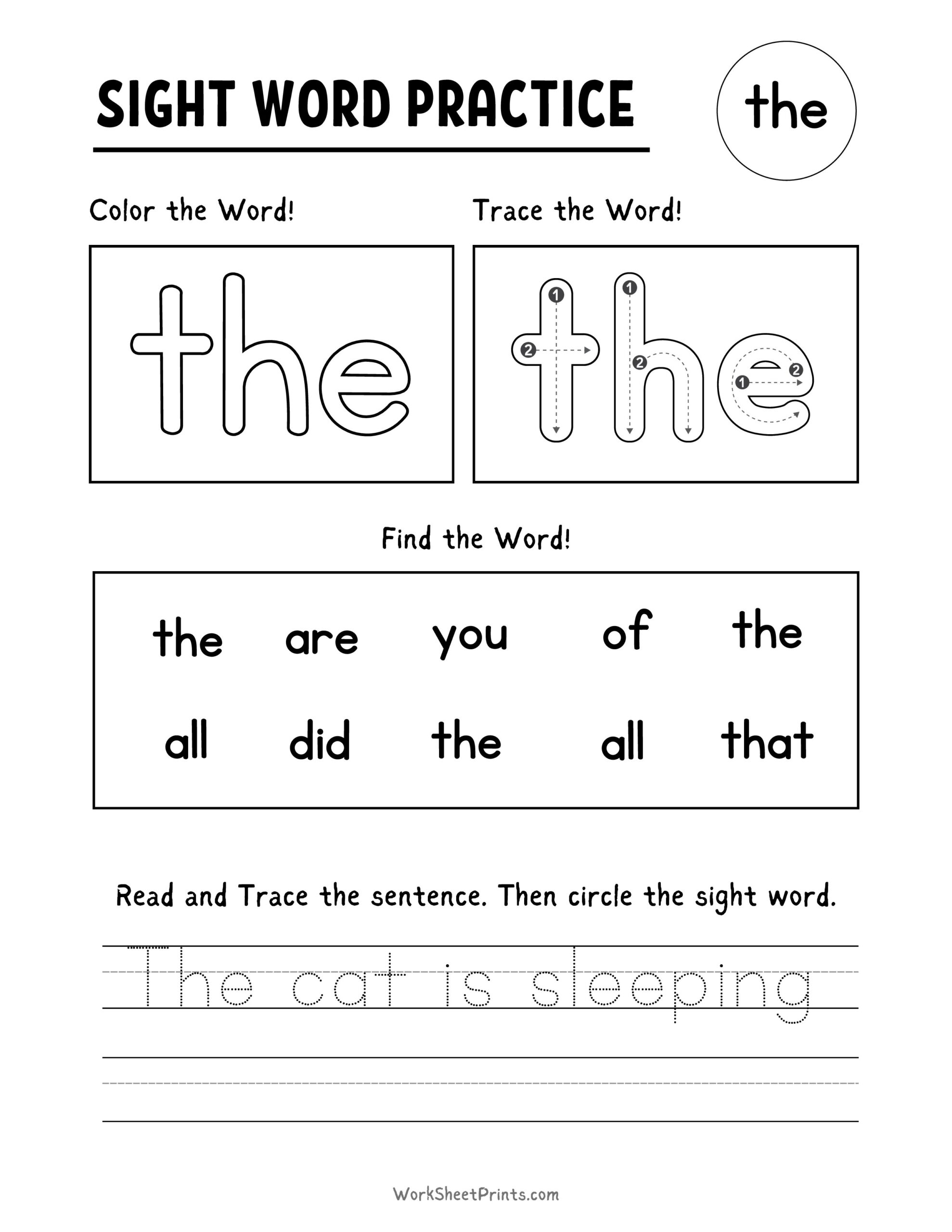 Free Printable Sight Word Worksheet Free Printable Sight Word Worksheet