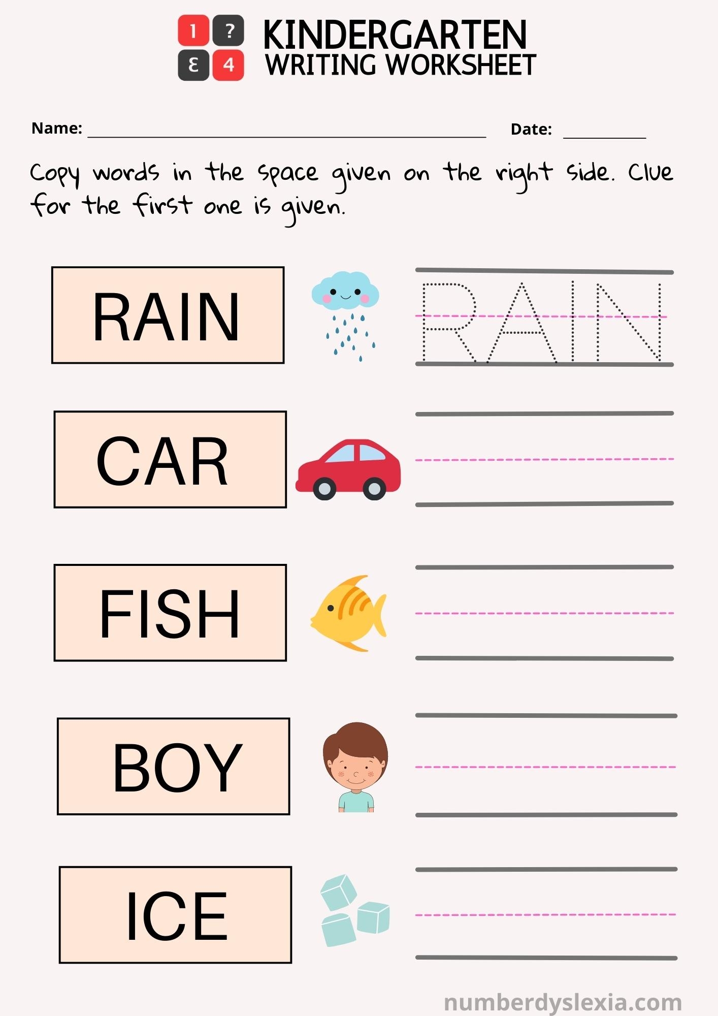 Free Kindergarten Writing Printable Kindermomma Worksheets Library